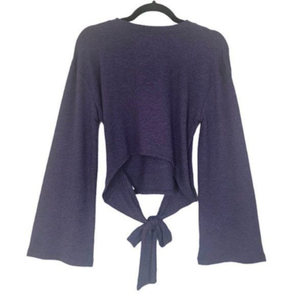 Nordstrom Kimono Sleeve Top Make + Model Purple Tie Back Stretch Knit Size Small - Picture 4 of 6